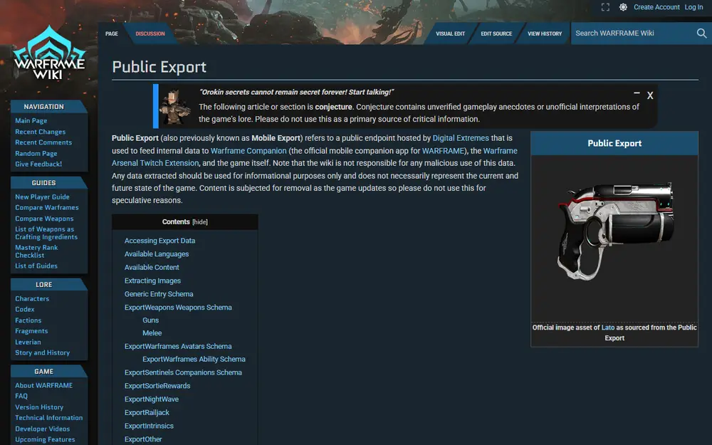 Warframe Public Export (DE)