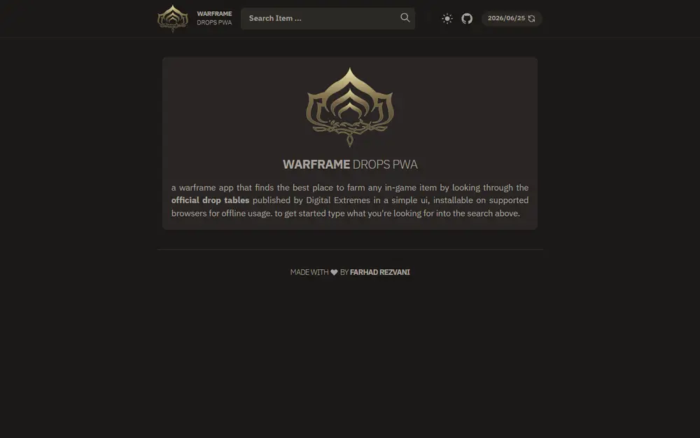 Warframe Drops PWA