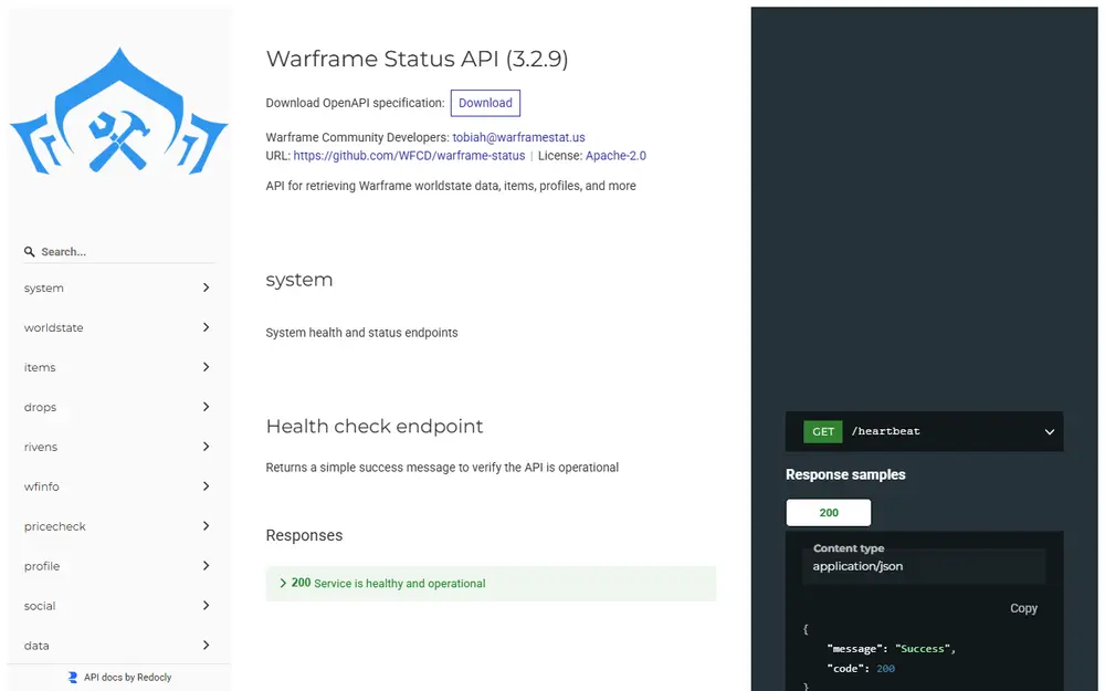 Warframe Status API